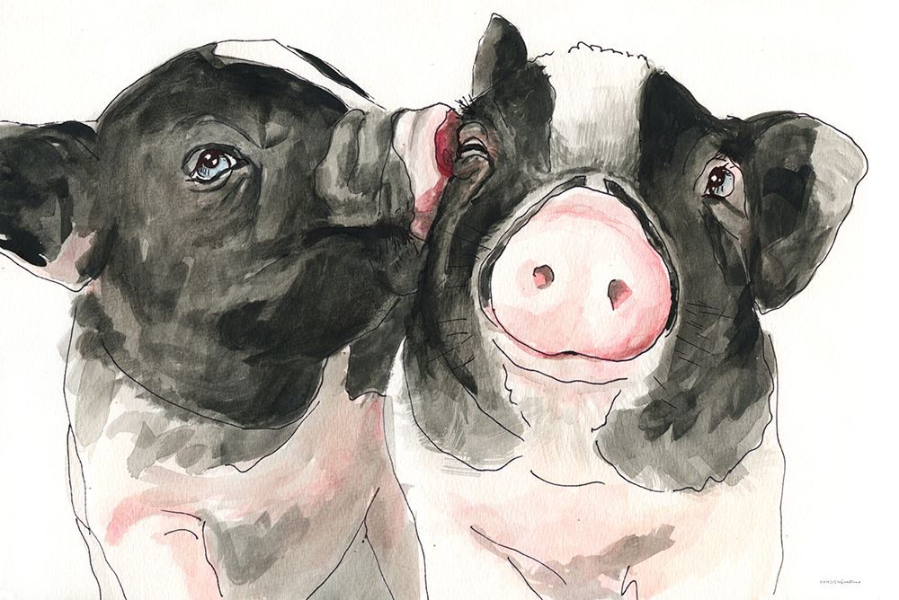 Piglet Kisses art print by Kamdon Kreations for $57.95 CAD