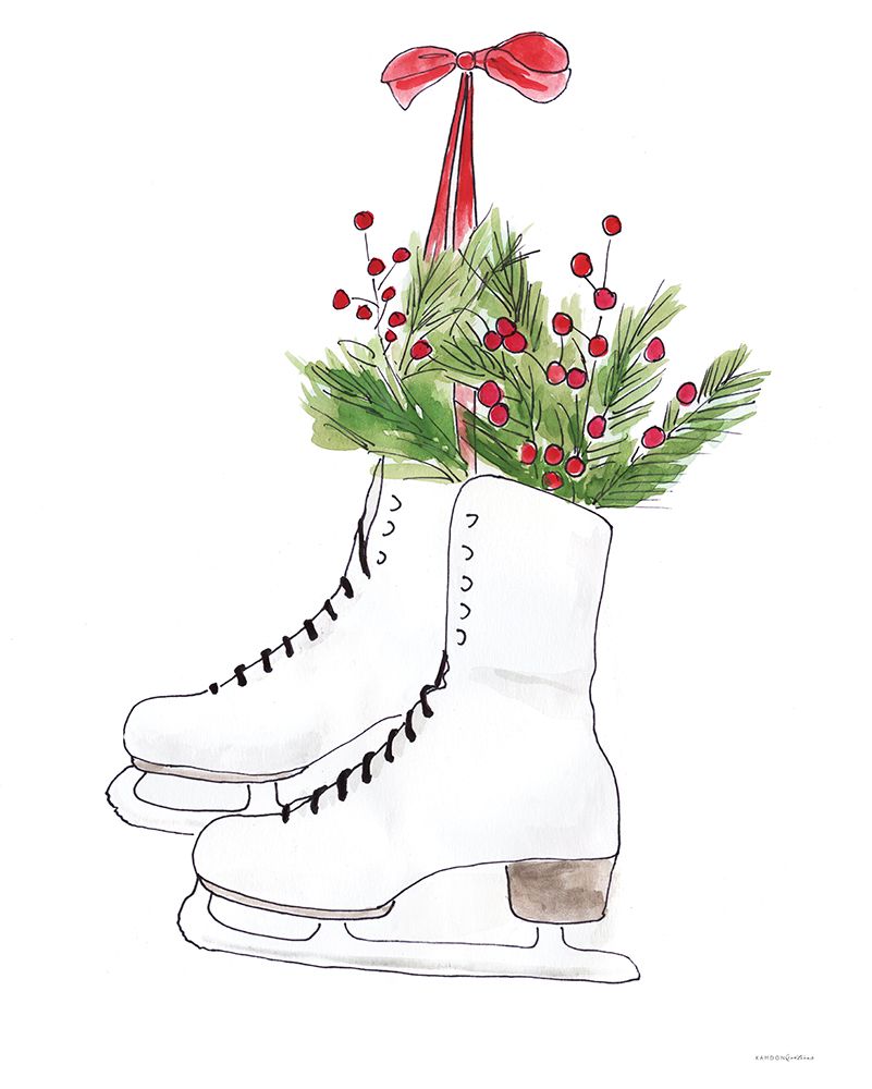 Skating into Christmas art print by Kamdon Kreations for $57.95 CAD