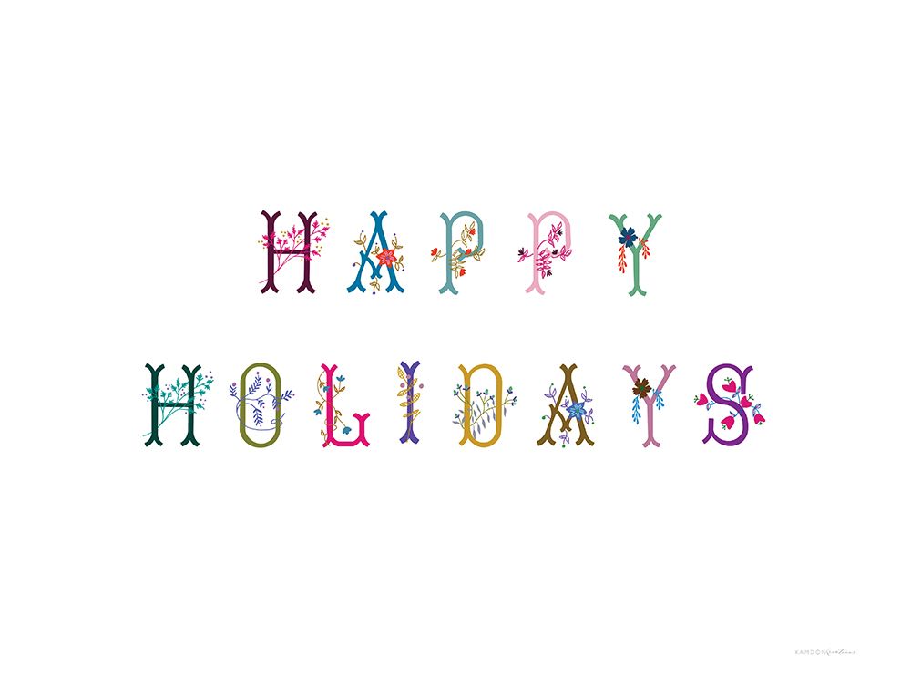 Boho Happy Holidays art print by Kamdon Kreations for $57.95 CAD