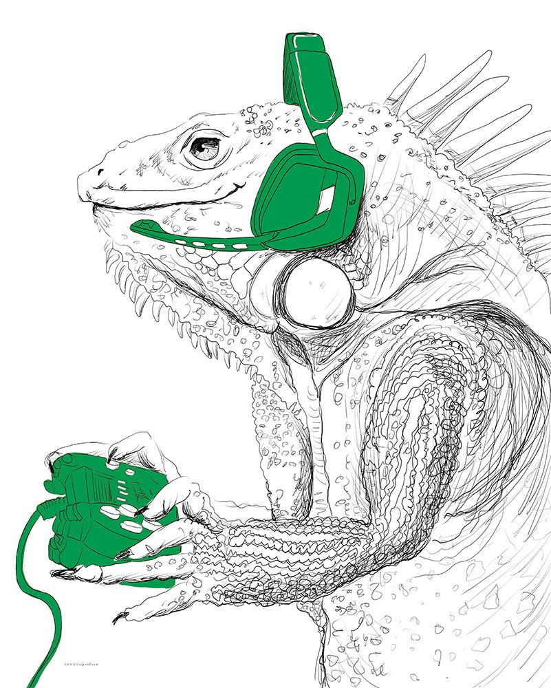 I-guana Game All Day art print by Kamdon Kreations for $57.95 CAD