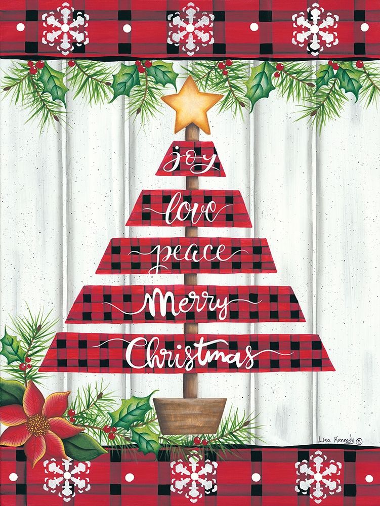 Red Buffalo Plaid Tree art print by Lisa Kennedy for $57.95 CAD