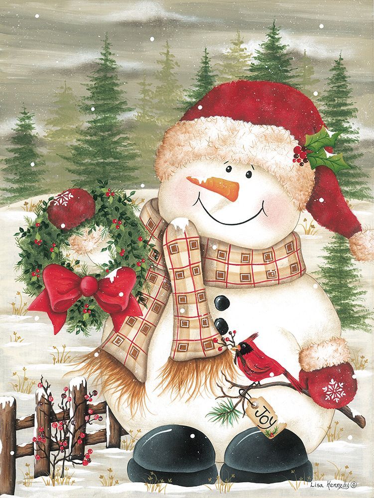 Snowmans Wreath art print by Lisa Kennedy for $57.95 CAD
