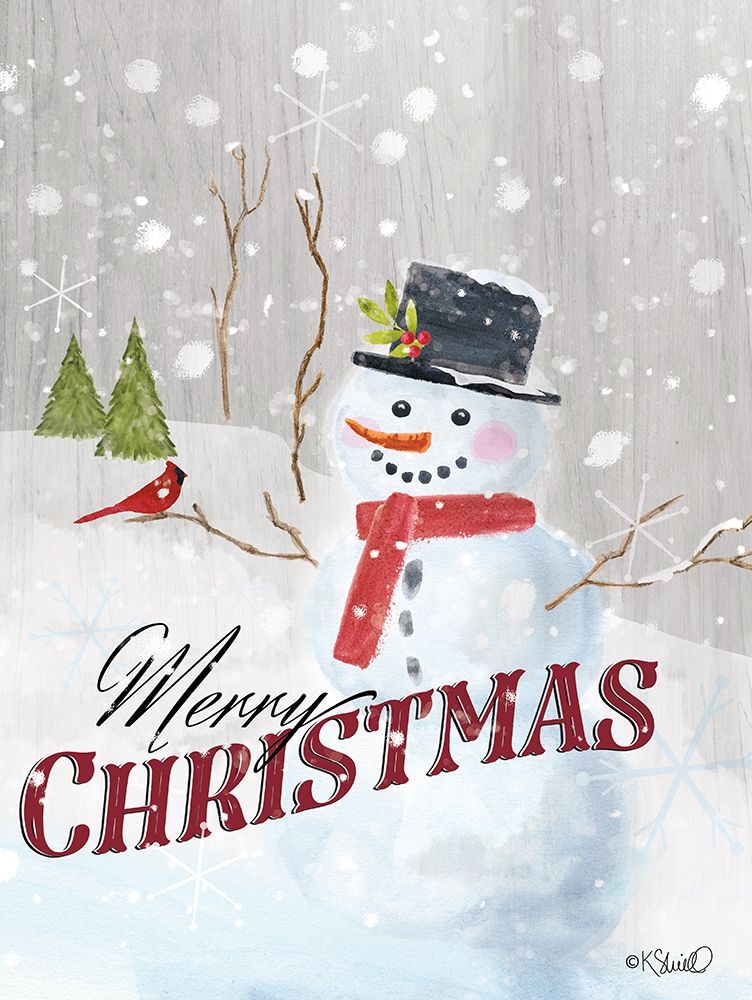 Merry Christmas Snowman art print by Kate Sherrill for $57.95 CAD