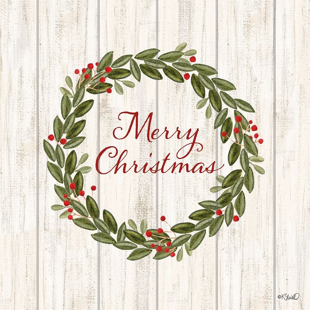 Merry Christmas Wreath art print by Kate Sherrill for $57.95 CAD