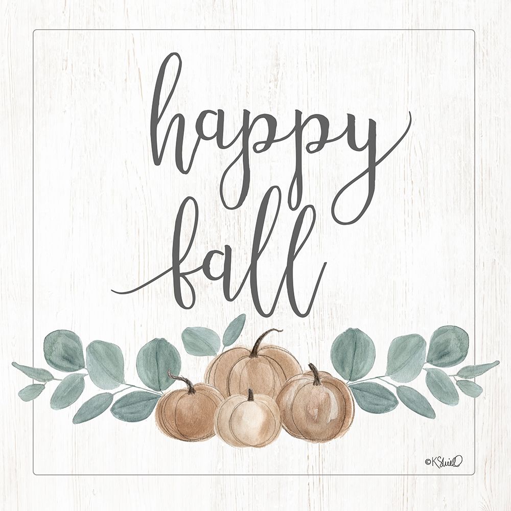 Eucalyptus Pumpkins Happy Fall art print by Kate Sherrill for $57.95 CAD