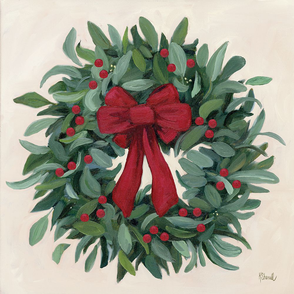 Eucalyptus Christmas Wreath art print by Kate Sherrill for $57.95 CAD