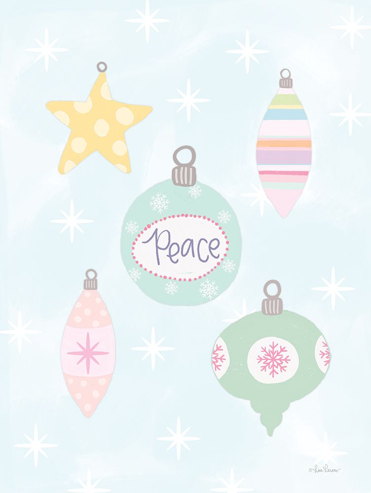 Pastel Christmas Ornaments art print by Lisa Larson for $57.95 CAD