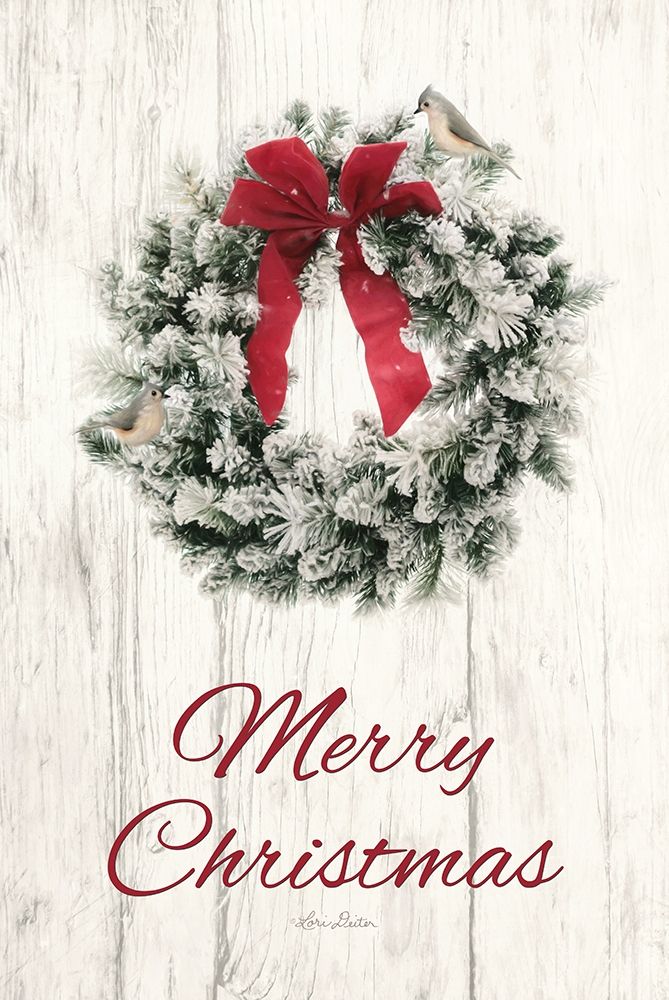 Titmouse Christmas Wreath art print by Lori Deiter for $57.95 CAD