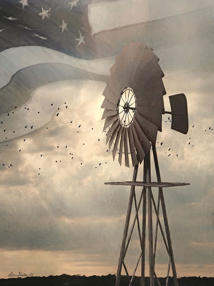 Land That I Love Windmill I art print by Lori Deiter for $57.95 CAD