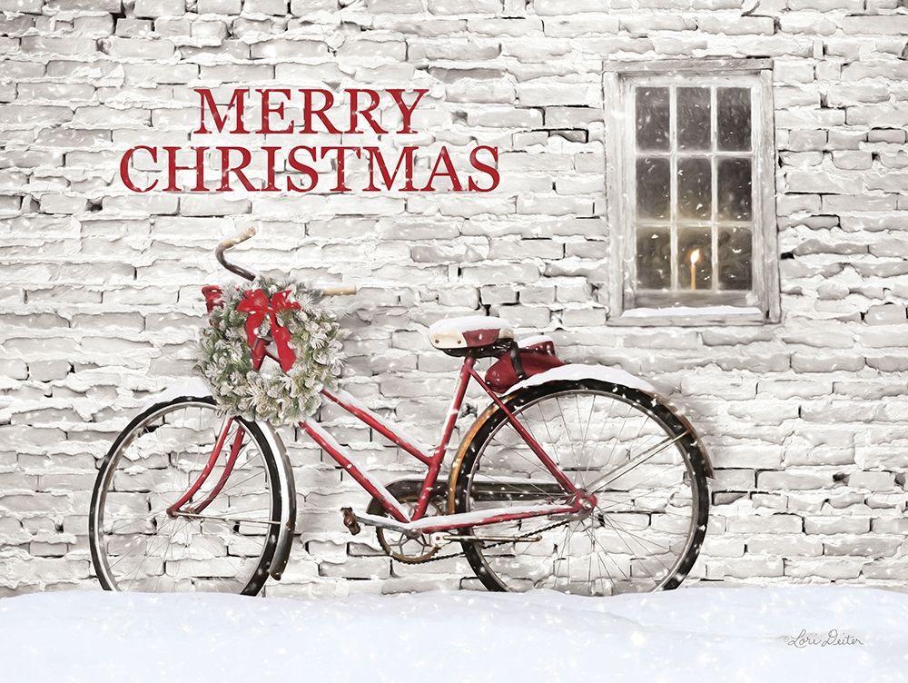 Merry Christmas Bicycle art print by Lori Deiter for $57.95 CAD