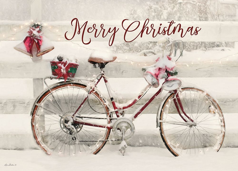 Merry Christmas Snowy Bike art print by Lori Deiter for $57.95 CAD