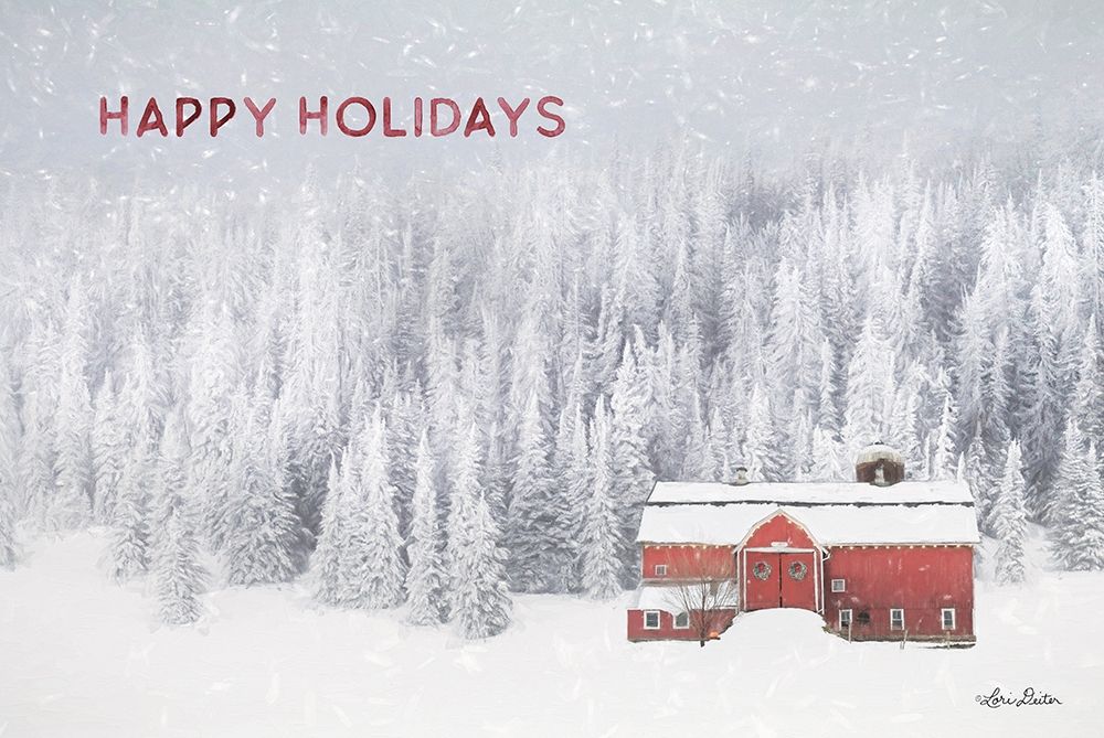 Snowy Forest Happy Holidays art print by Lori Deiter for $57.95 CAD