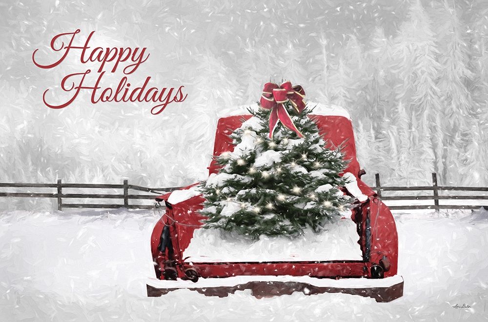Happy Holidays Rusty Red Truck art print by Lori Deiter for $57.95 CAD