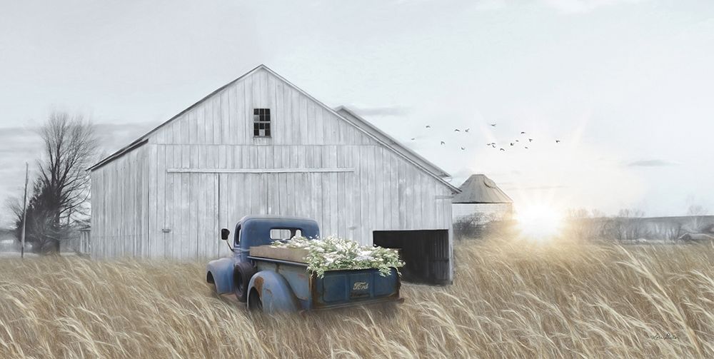 Navy Blue Truck with Flowers art print by Lori Deiter for $57.95 CAD