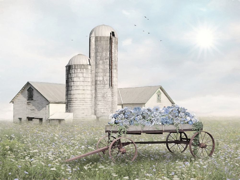 Blue Flower Wagon art print by Lori Deiter for $57.95 CAD