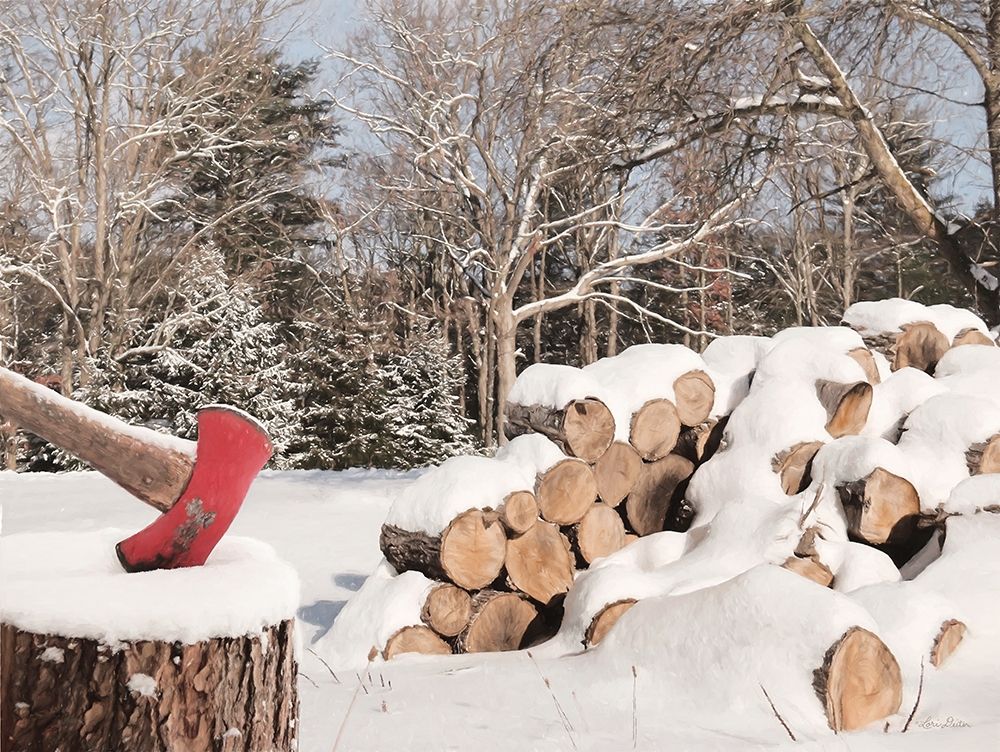 Snowy Wood Pile art print by Lori Deiter for $57.95 CAD
