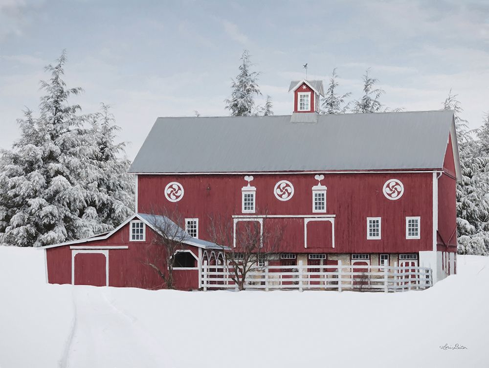 Red Barn in the Pines art print by Lori Deiter for $57.95 CAD
