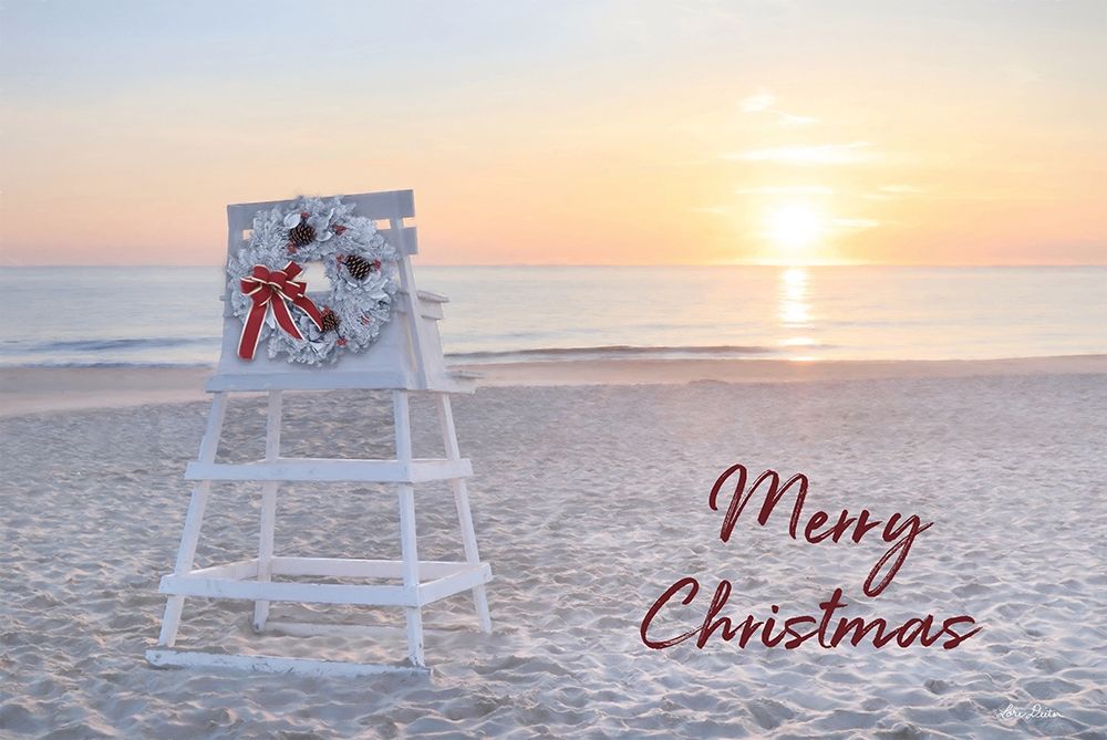 Merry Christmas Beach Sunrise art print by Lori Deiter for $57.95 CAD