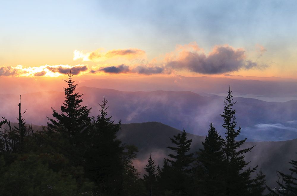 Foggy Mountain Sunrise art print by Lori Deiter for $57.95 CAD