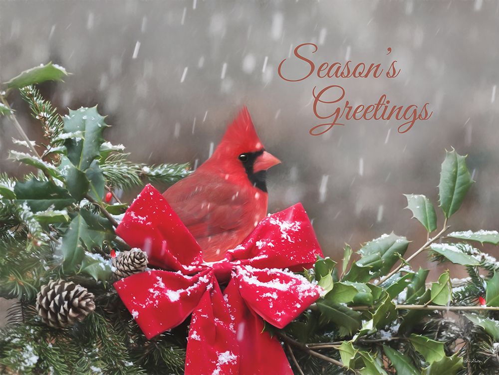 Seasons Greetings Cardinal art print by Lori Deiter for $57.95 CAD