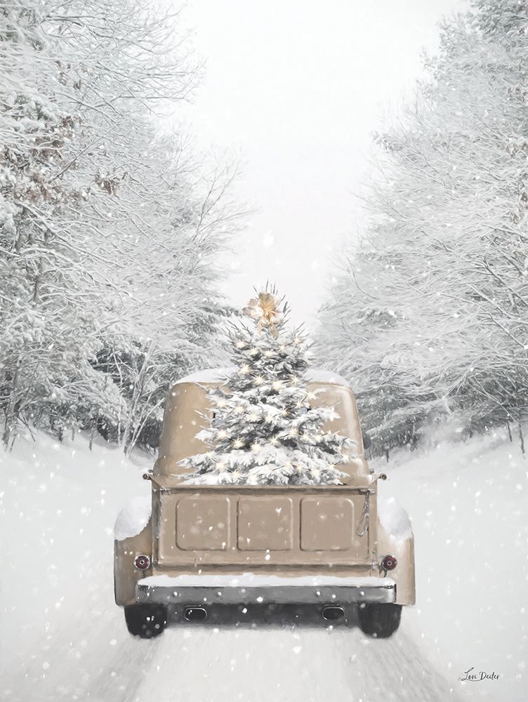 Gold Christmas Truck art print by Lori Deiter for $57.95 CAD