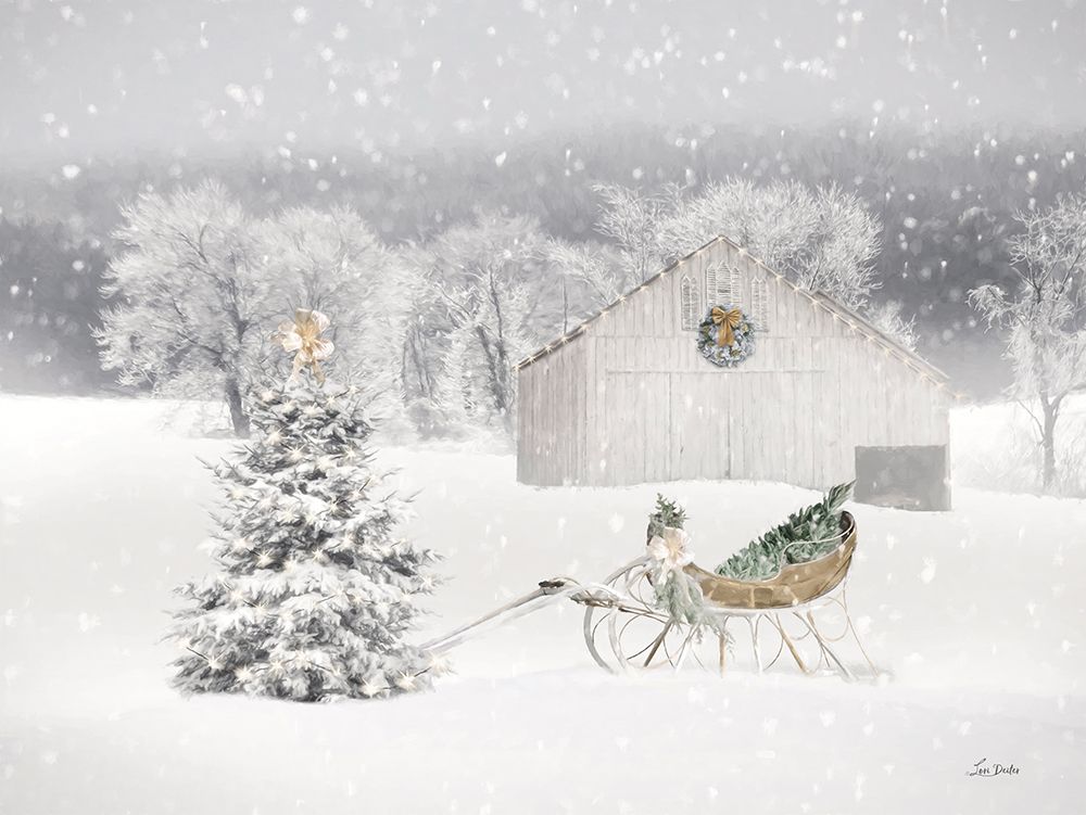Snowy Gold Christmas art print by Lori Deiter for $57.95 CAD