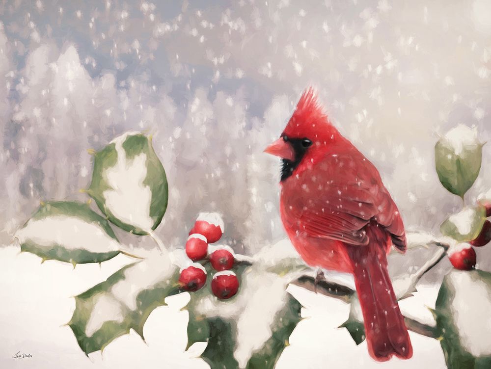 Holly Berry Cardinal art print by Lori Deiter for $57.95 CAD