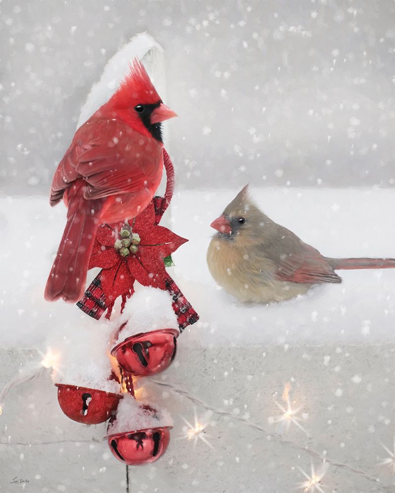 Snowy Christmas Cardinals art print by Lori Deiter for $57.95 CAD