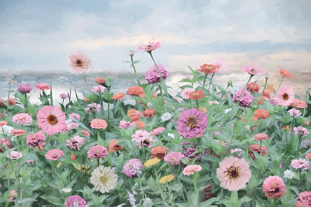 Seaside Zinnias II art print by Lori Deiter for $57.95 CAD