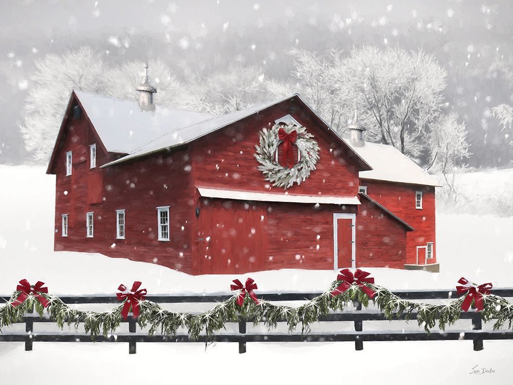 Red Holiday Barn art print by Lori Deiter for $57.95 CAD