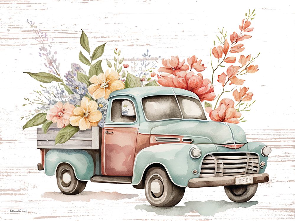 Vintage Flower Truck VI art print by lettered And lined for $57.95 CAD