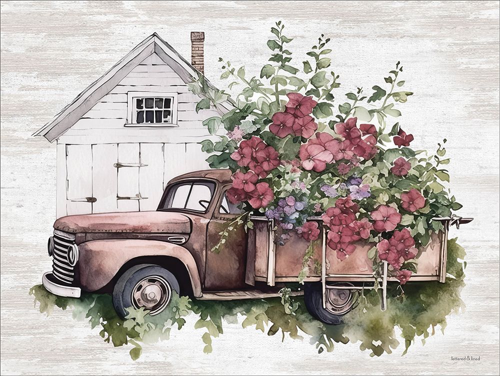 Posie Filled Vintage Truck art print by lettered And lined for $57.95 CAD