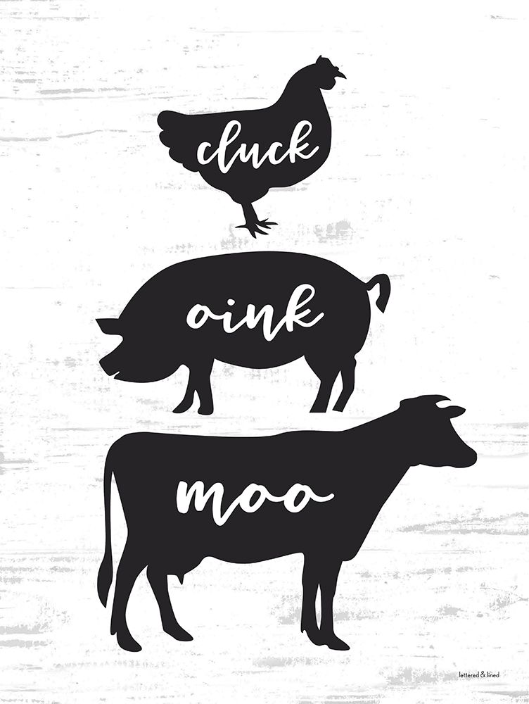 Cluck, Oink, Moo art print by lettered And lined for $57.95 CAD