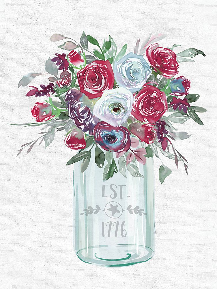 Patriotic Roses Est. 1776 art print by Lettered And Lined for $57.95 CAD