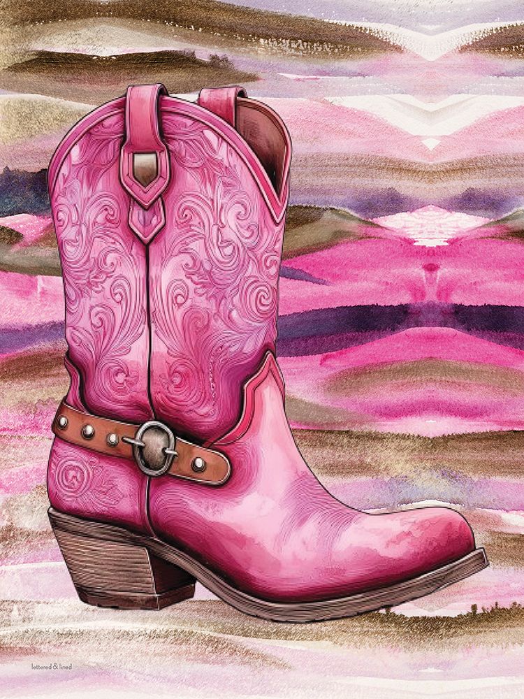 Hot Pink Boot art print by lettered And lined for $57.95 CAD