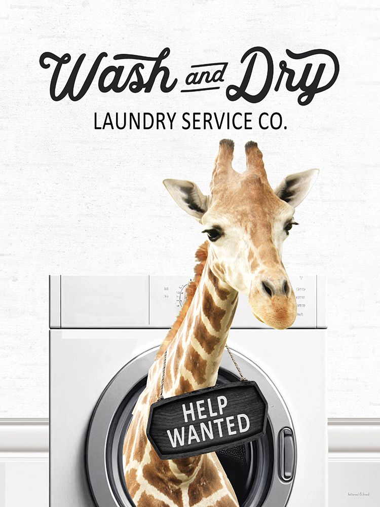 Help Wanted Laundry Giraffe art print by lettered And lined for $57.95 CAD