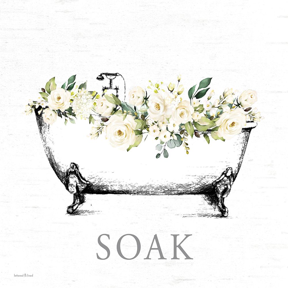 White Floral Soak Bath Set 2 art print by lettered And lined for $57.95 CAD