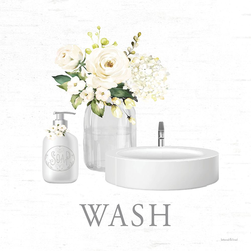 White Floral Wash Bath Set 3 art print by lettered And lined for $57.95 CAD
