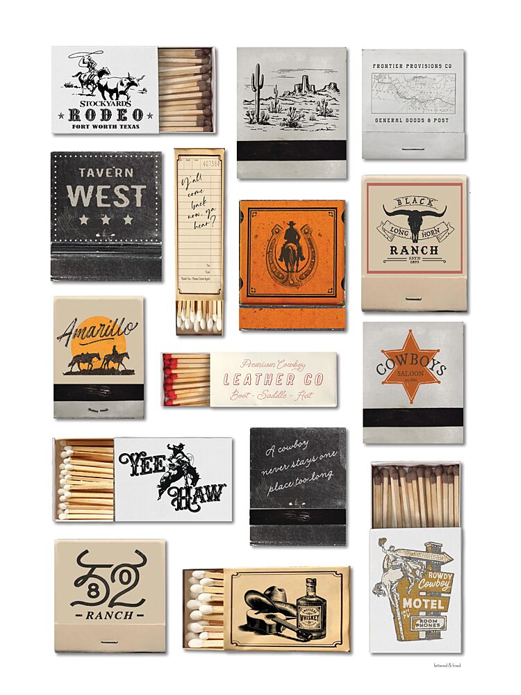 Western Matchbook Collection art print by Lettered and Lined for $57.95 CAD
