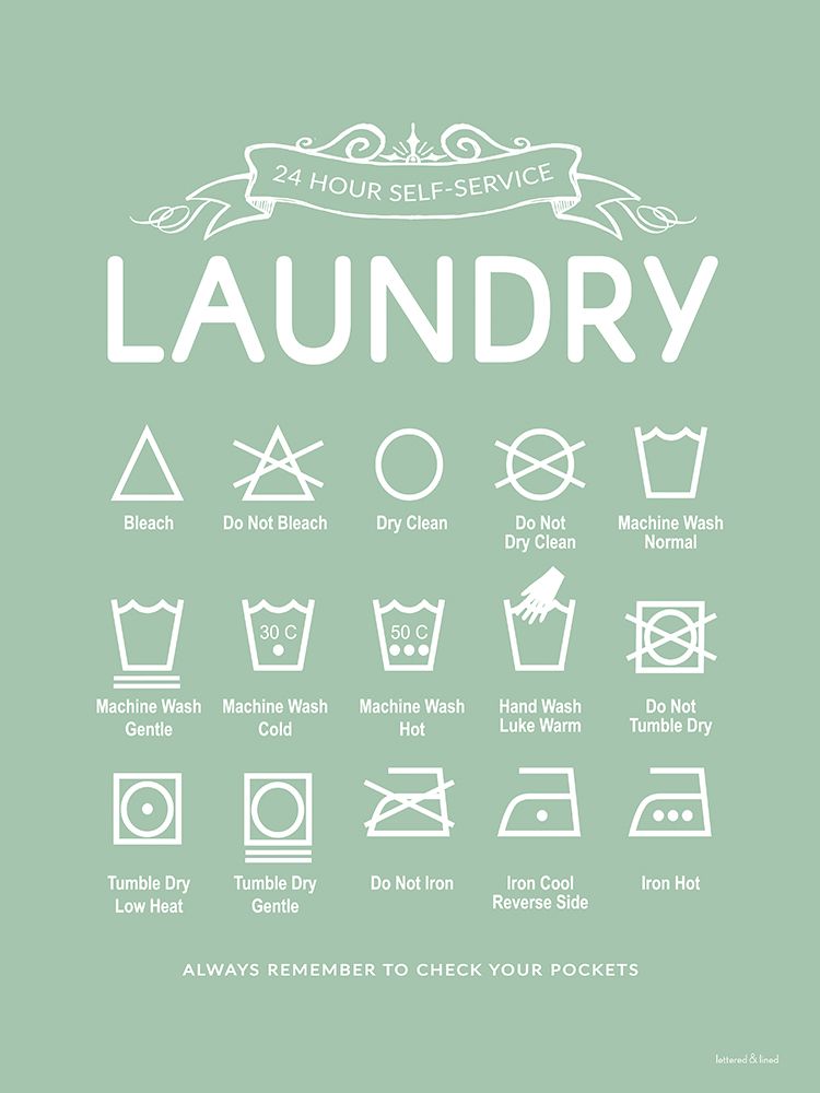 Laundry Symbols Green art print by lettered And lined for $57.95 CAD