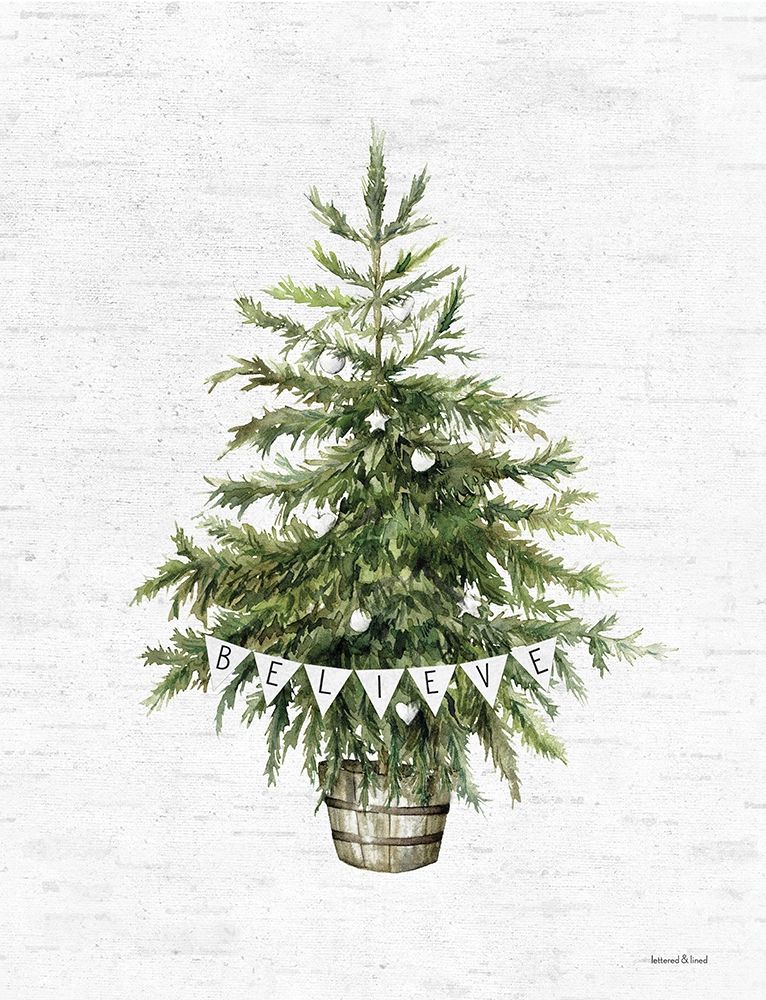 Believe Christmas Tree art print by Lettered and Lined for $57.95 CAD