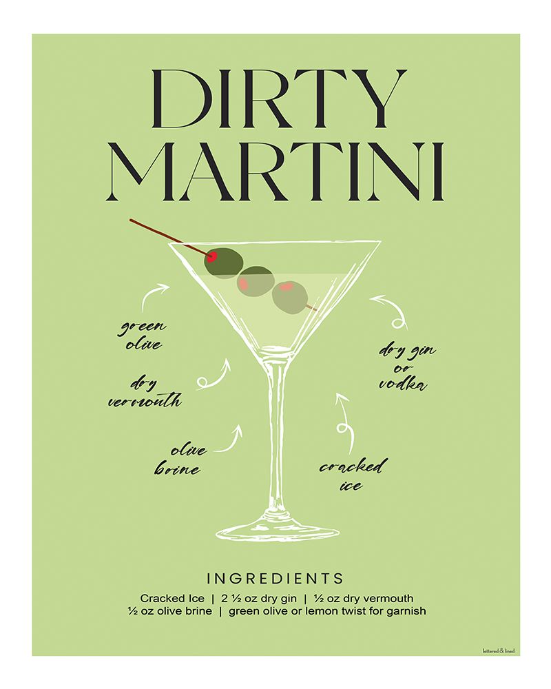 Dirty Martini Cocktail art print by lettered And lined for $57.95 CAD