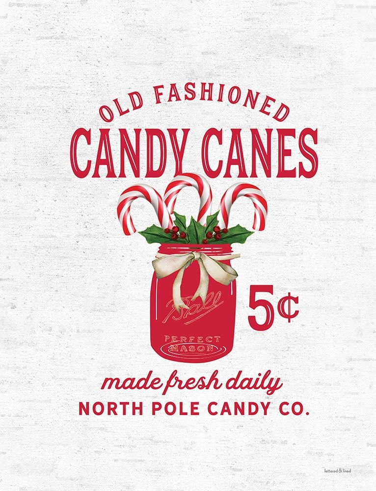 Old Fashioned Candy Canes art print by Lettered and Lined for $57.95 CAD