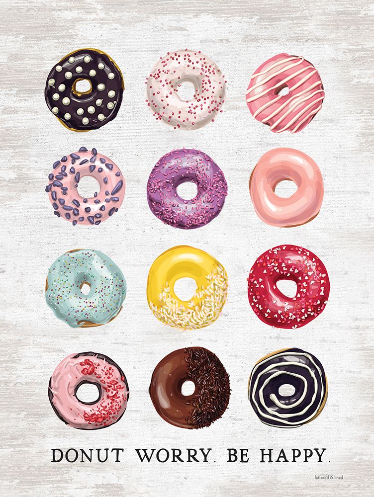 Donut Worry - Be Happy art print by lettered And lined for $57.95 CAD