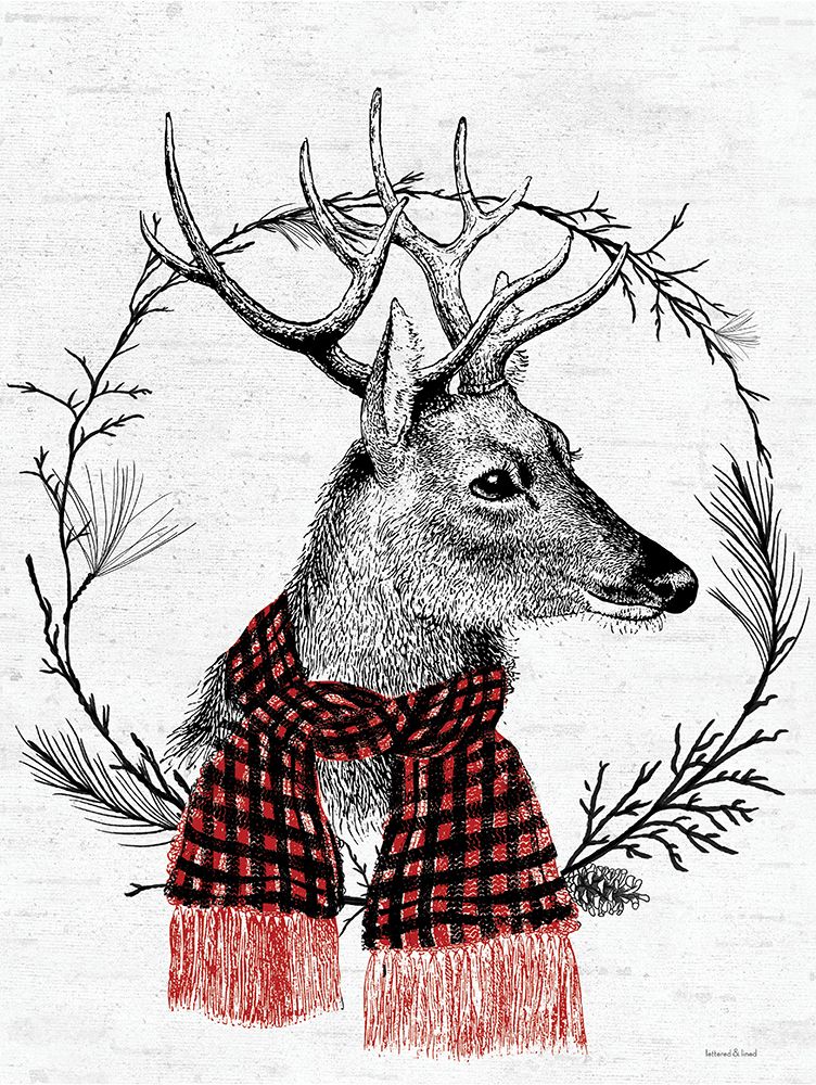 Reindeer Wreath art print by Lettered and Lined for $57.95 CAD
