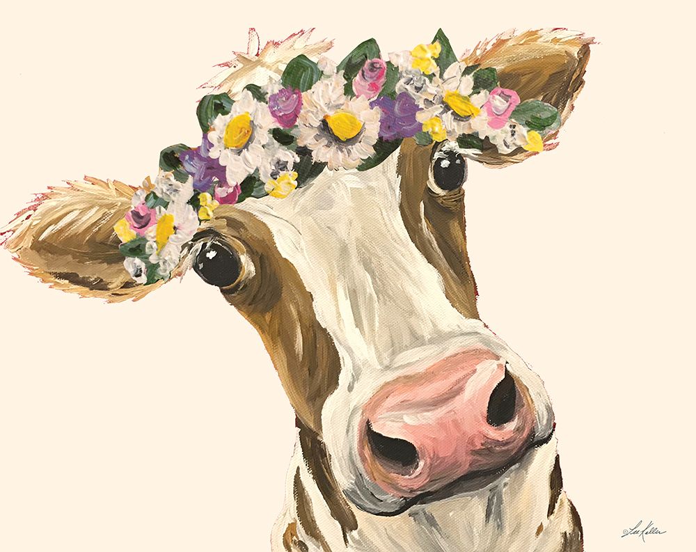 Miss Moo Moo with Flower Crown art print by Lee Keller for $57.95 CAD