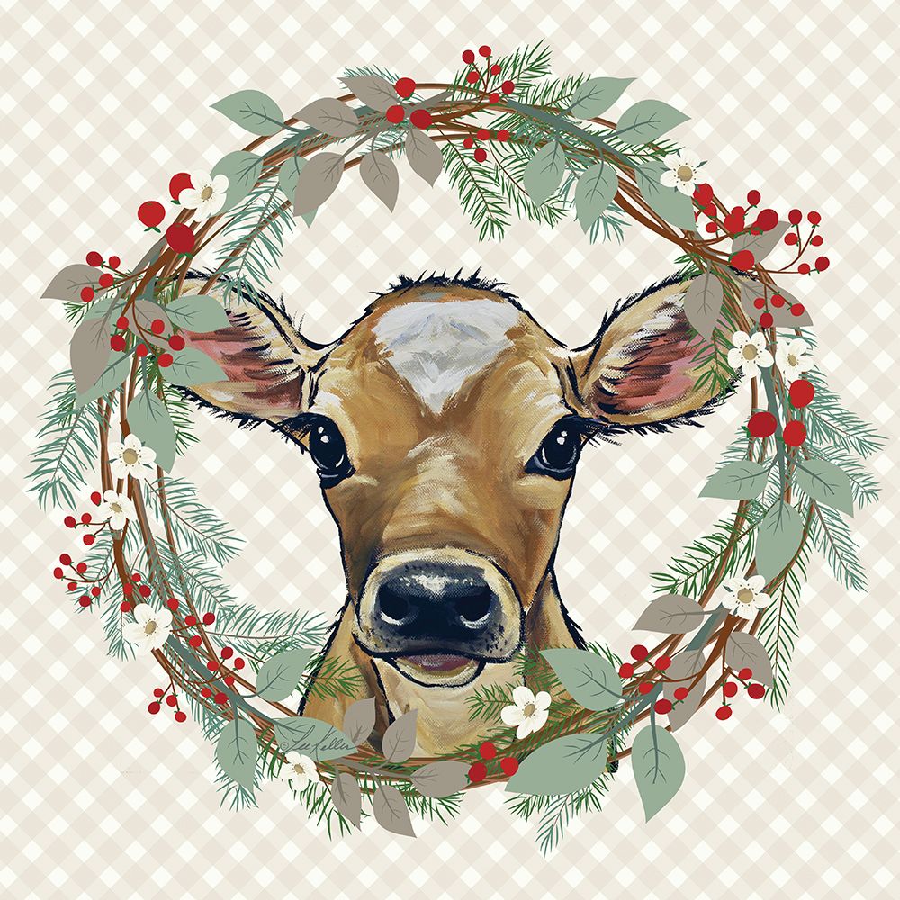 Christmas Calf Wreath art print by Lee Keller for $57.95 CAD