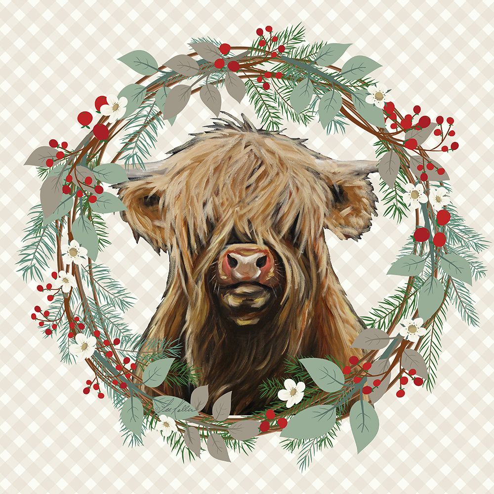Christmas Highland Wreath art print by Lee Keller for $57.95 CAD