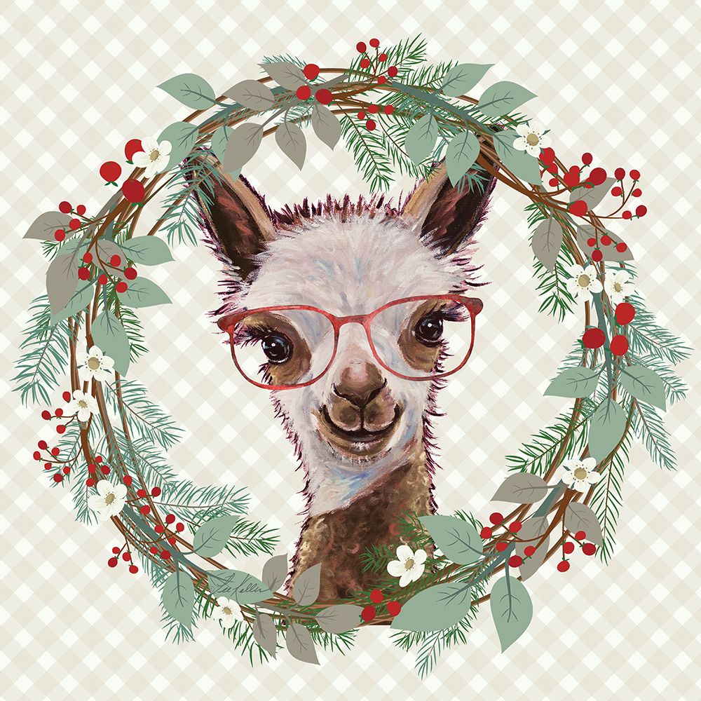 Christmas Alpaca Wreath art print by Lee Keller for $57.95 CAD