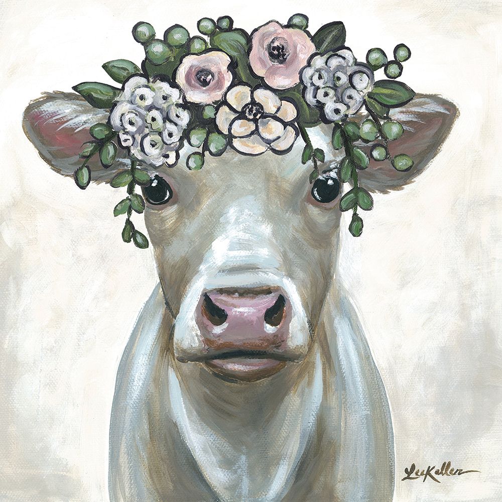 Milkshake Cow with Flowers art print by Lee Keller for $57.95 CAD